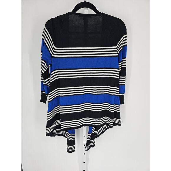 Cable & Gauge Women's Multicolor Striped Long Sleeve Open Front Cardigan Size L - Picture 4 of 4